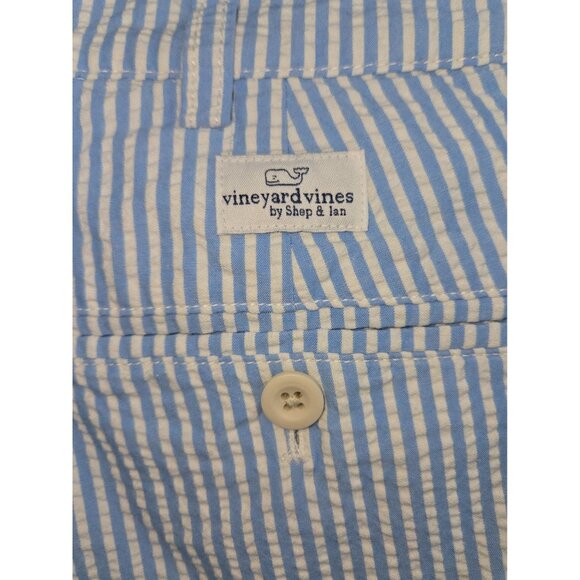 Vineyard Vines Mens Seersucker Club Shorts 38 Blue Striped Lightweight - Picture 5 of 7